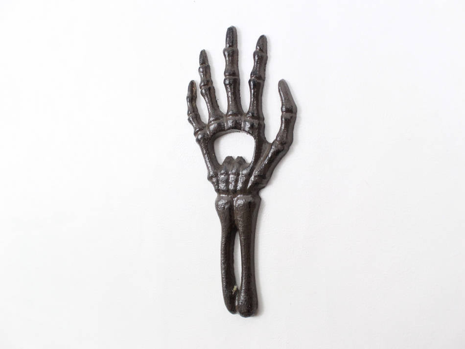Cast Iron Skeleton Hand Bottle Opener 7""