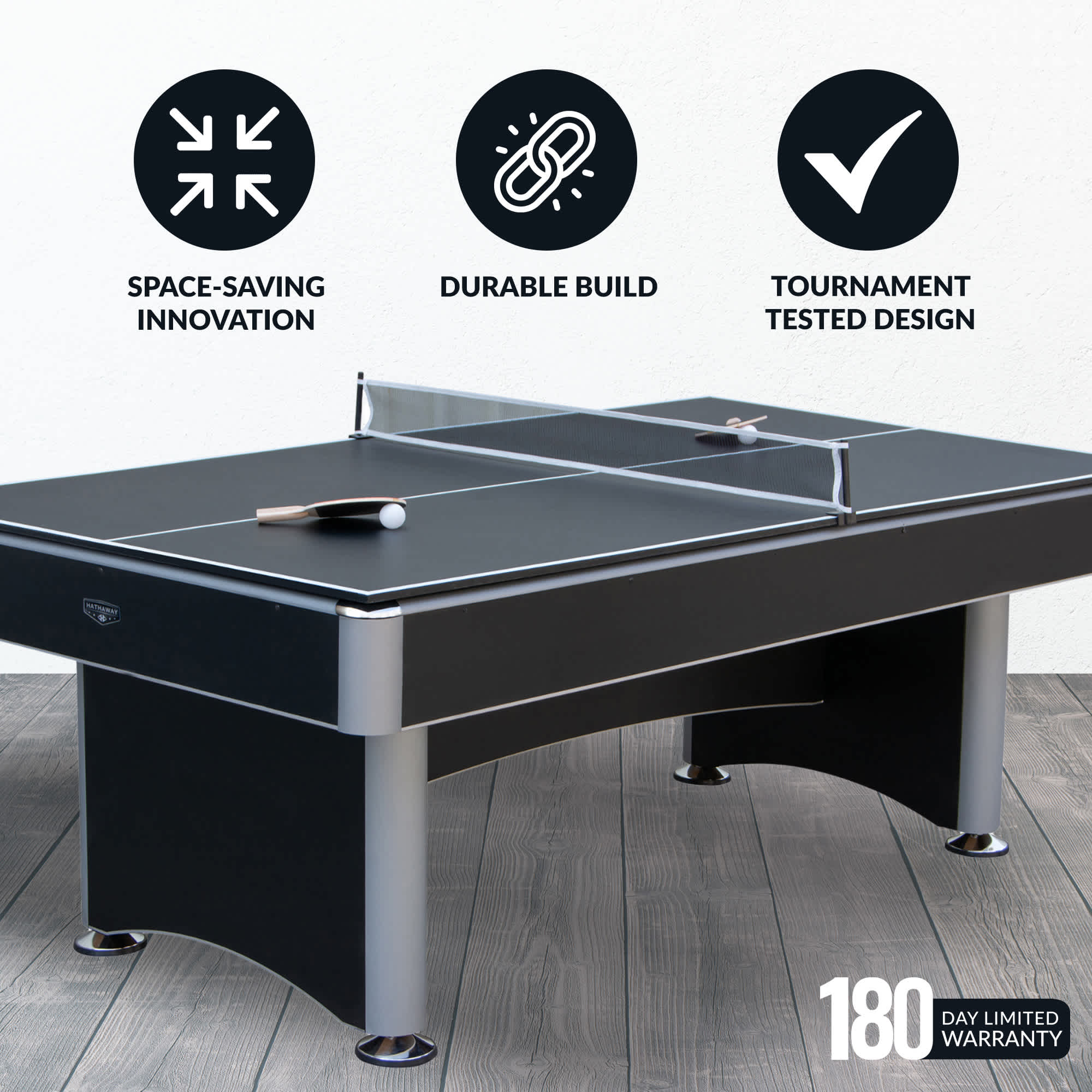 Hathaway Maverick II 7-ft Pool Table with Table Tennis Top