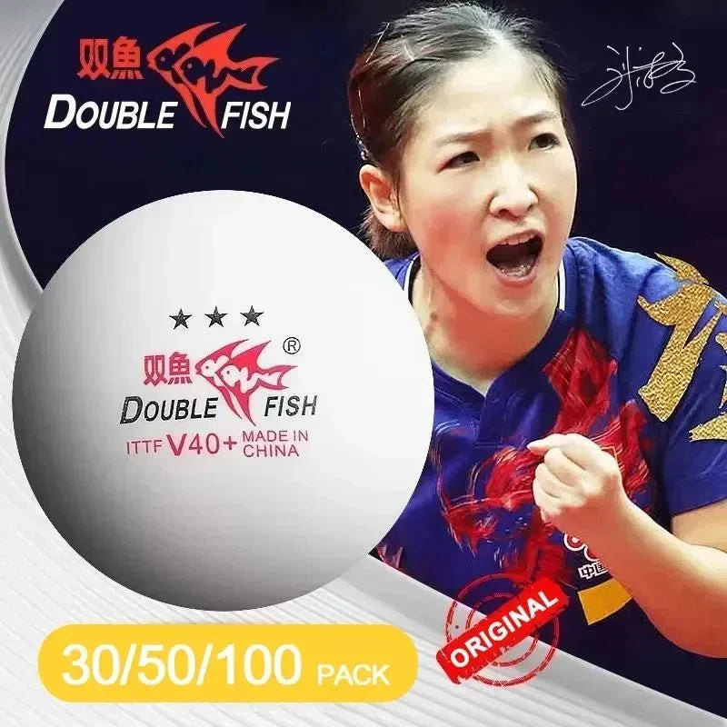 Original DOUBLE FISH V40+ 3 Star 30Pcs Ping Pong Ball Seamed ABS New Material Table Tennis Balls ITTF Standard Ping Pong Balls