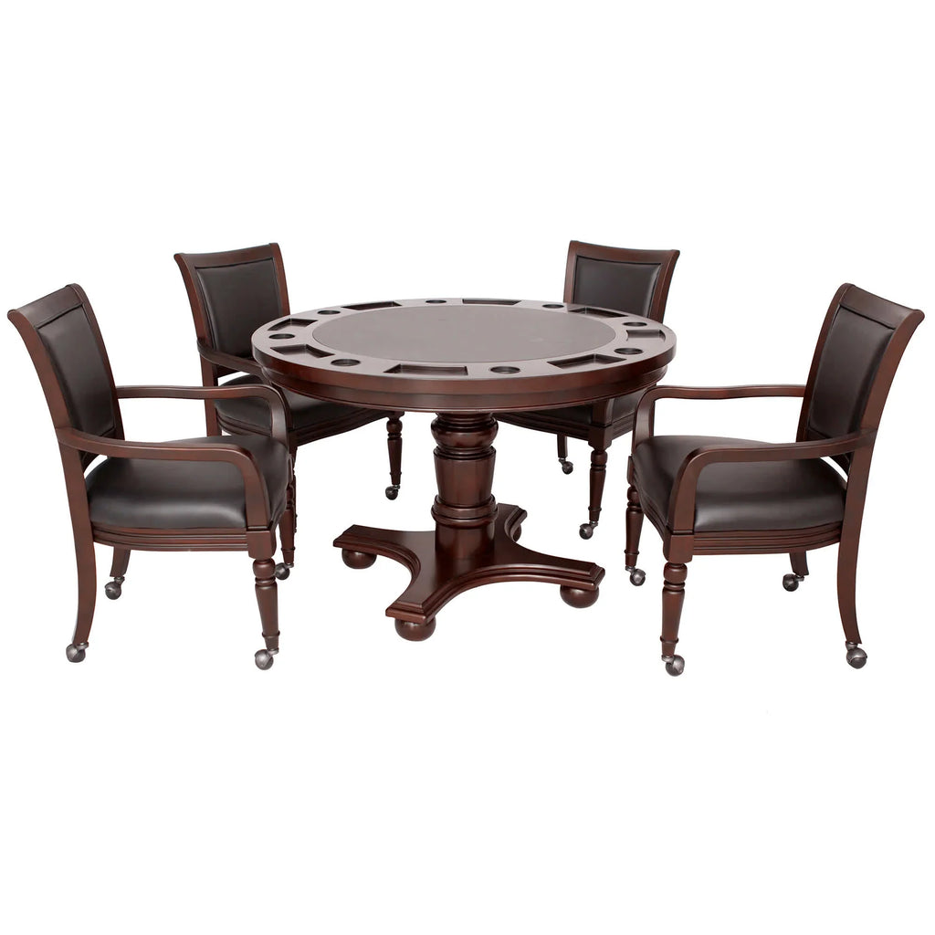Hathaway Bridgeport 48-in Poker Table and Dining Top with 4 Arm Chairs