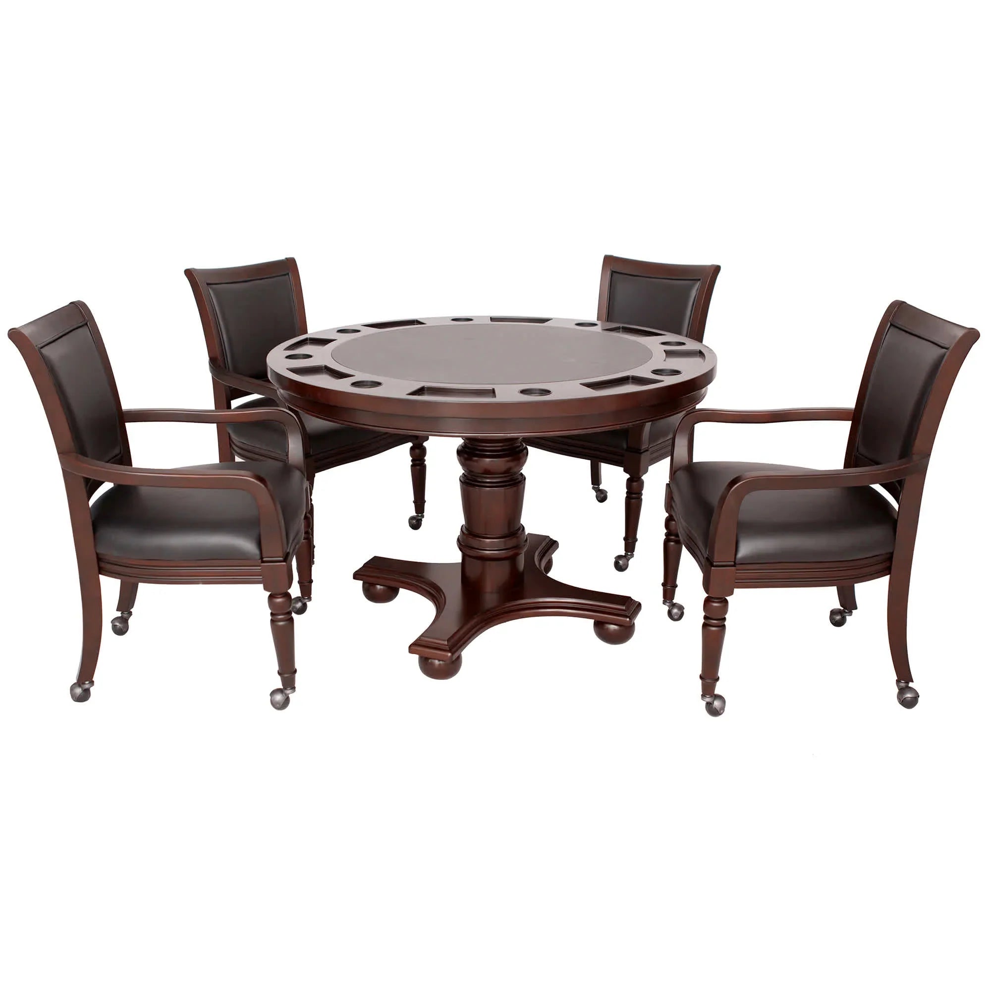 Hathaway Bridgeport 48-in Poker Table and Dining Top with 4 Arm Chairs