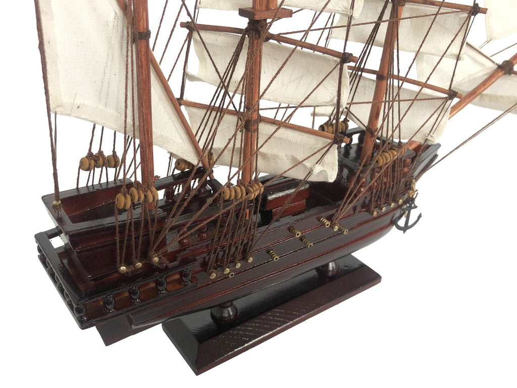 Wooden Caribbean Pirate White Sails Model Ship 20""