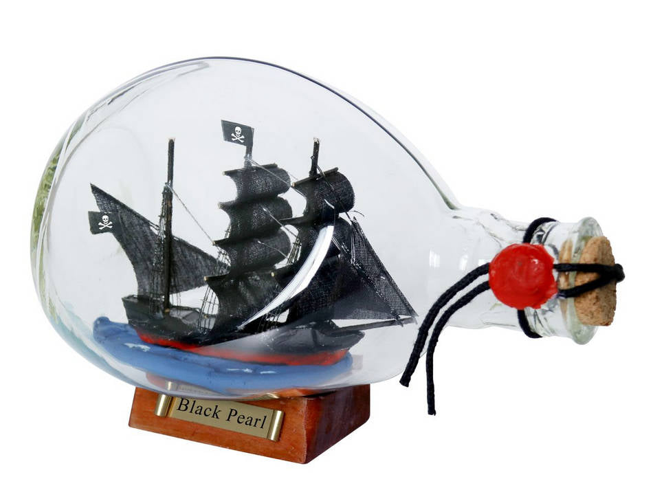 Black Pearl Pirate Ship in a Glass Bottle 7""