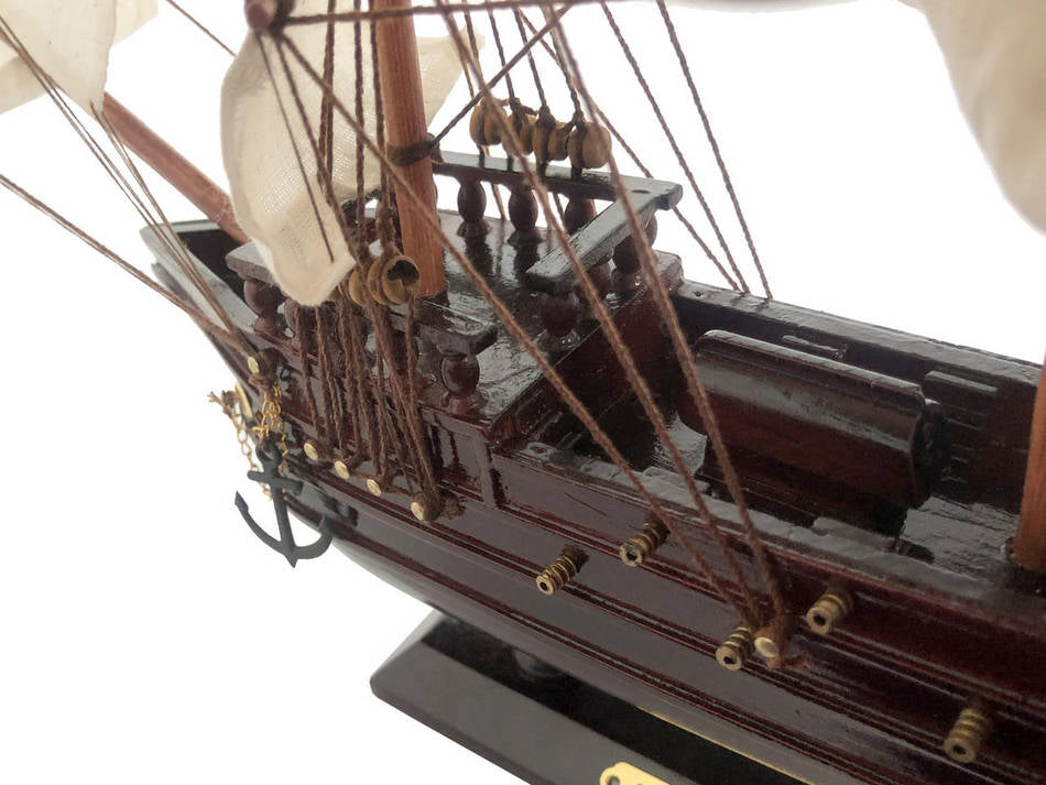 Wooden Captain Kidd's Black Falcon White Sails Pirate Ship Model 20""