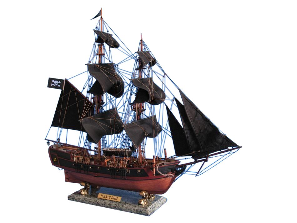 Wooden Caribbean Pirate Ship Model Limited 26"" - Black Sails