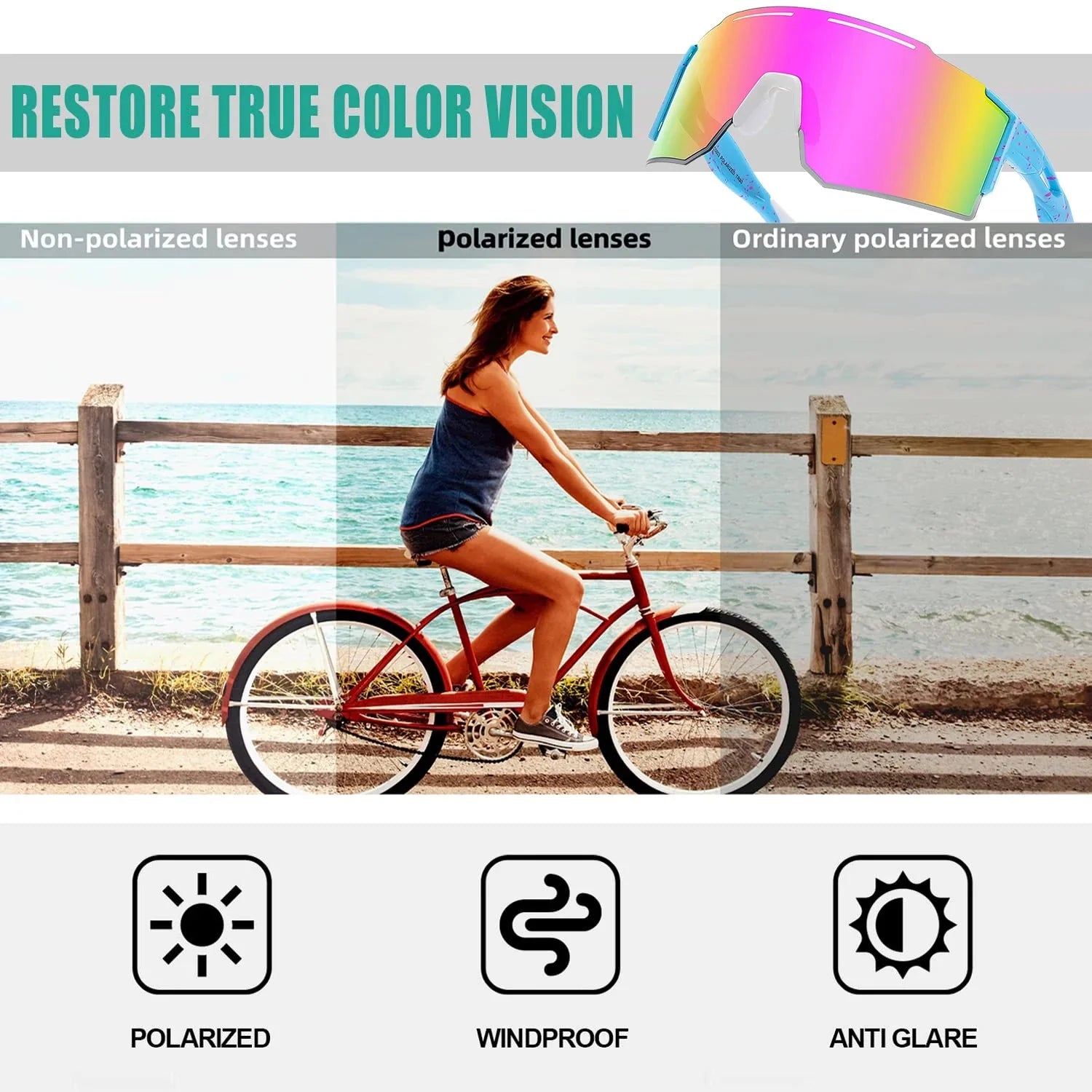 Polarized Sports Sunglasses for Cycling Running and Baseball