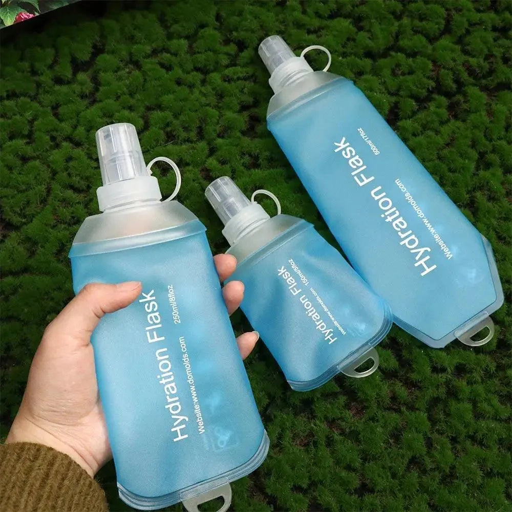 Portable TPU Folding Water Bottle Soft Flask Blue Sport Water Bottle Water Bag Collapsible Water Bottle 500ML 250ML 150ML