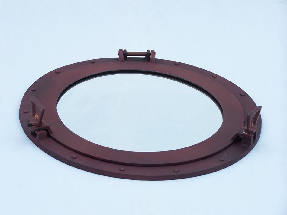Rustic Aluminum Deluxe Class Decorative Ship Porthole Mirror 17""