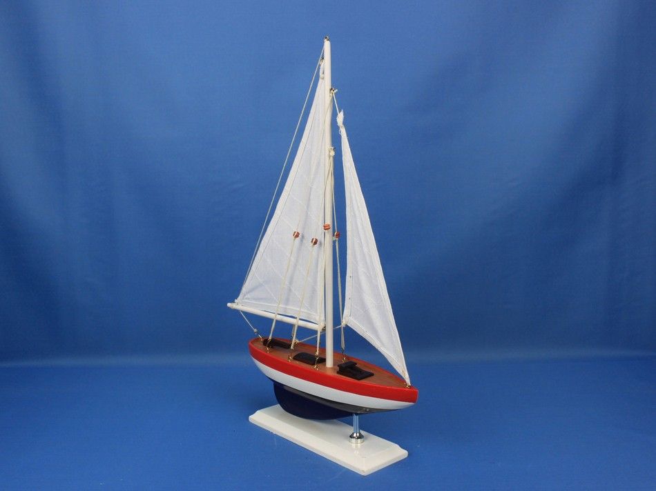 Wooden USA Sailer Model Sailboat Decoration 17""