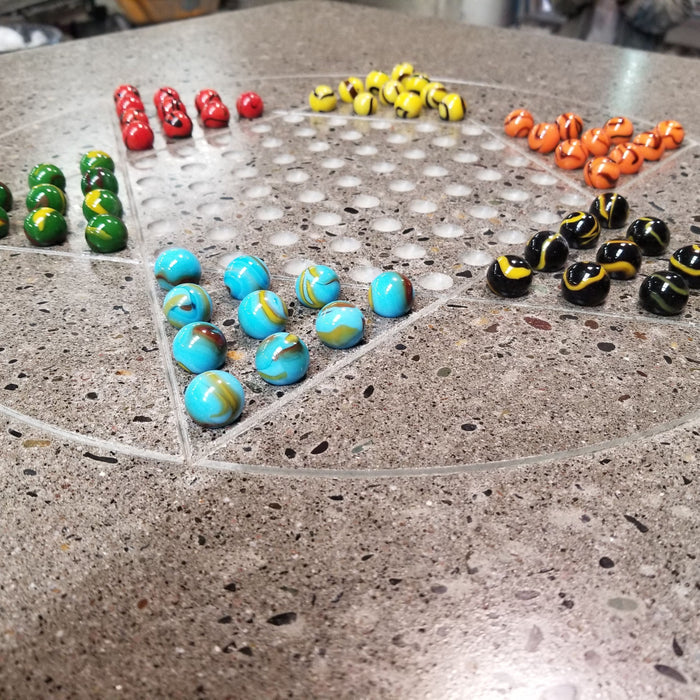 Stone Age Concrete Outdoor Chinese Checkers Table - Freestanding