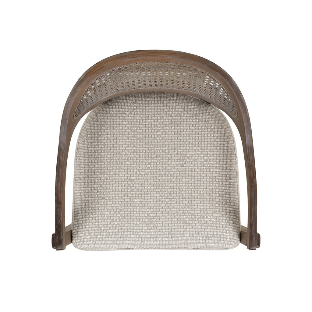 Pyrla 26" Upholstered Counter Stool with Curved Cane Back and Wood Legs