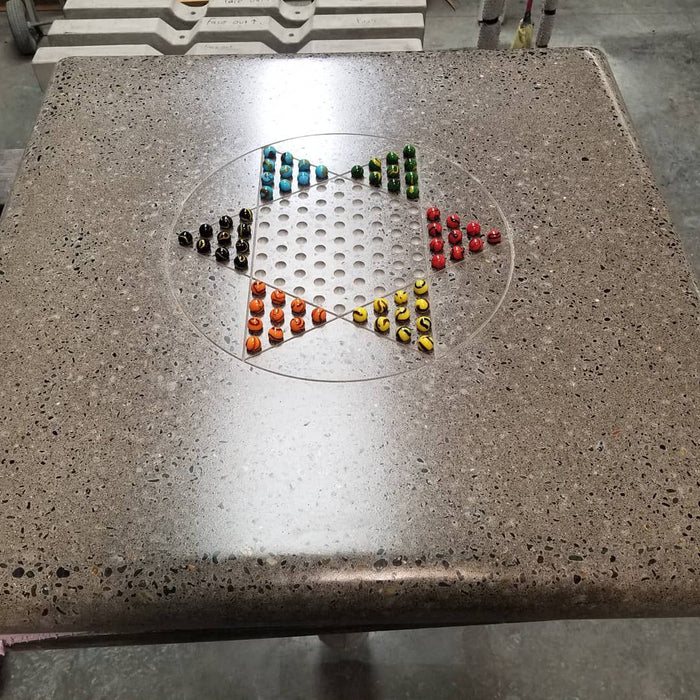 Stone Age Concrete Outdoor Chinese Checkers Table - Freestanding