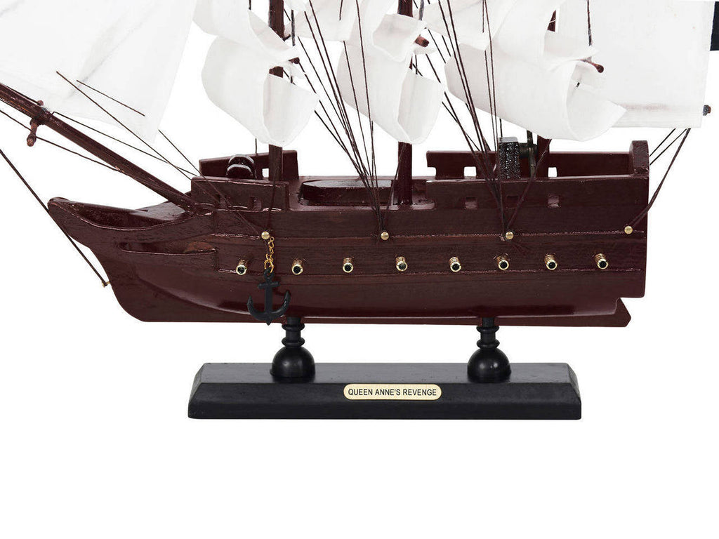 Wooden Blackbeards Queen Annes Revenge White Sails Model Pirate Ship 12""