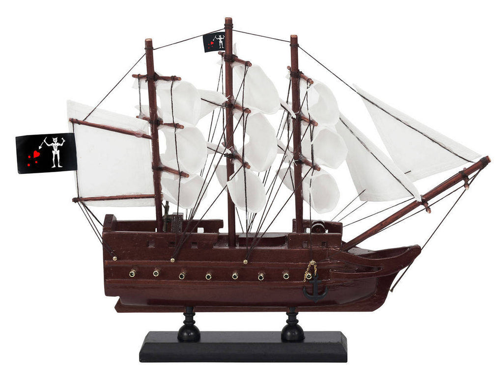 Wooden Blackbeards Queen Annes Revenge White Sails Model Pirate Ship 12""