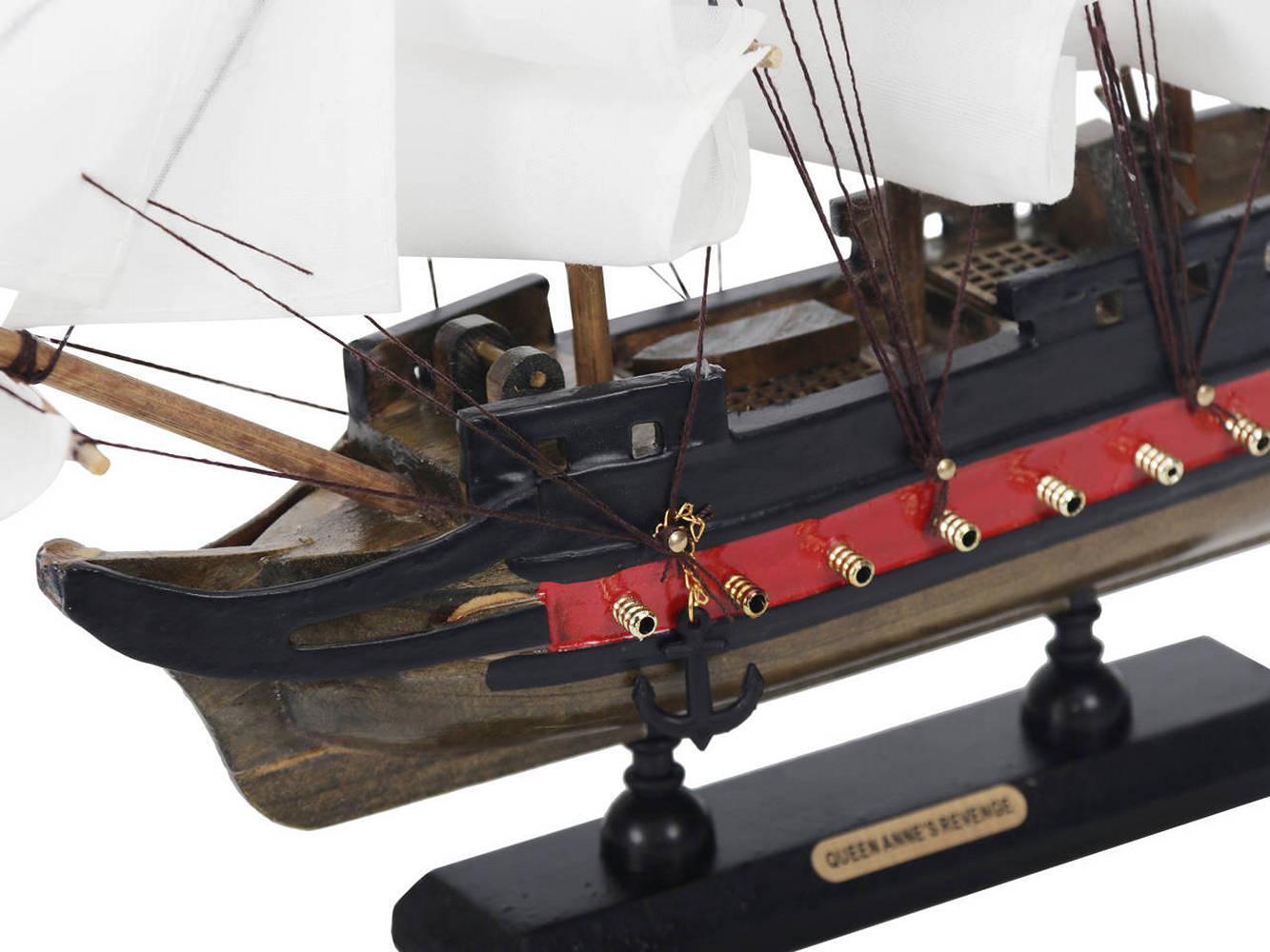 Wooden Blackbeards Queen Annes Revenge White Sails Limited Model Pirate Ship 12""