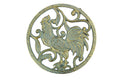 Antique Seaworn Bronze Cast Iron Rooster Trivet 8""