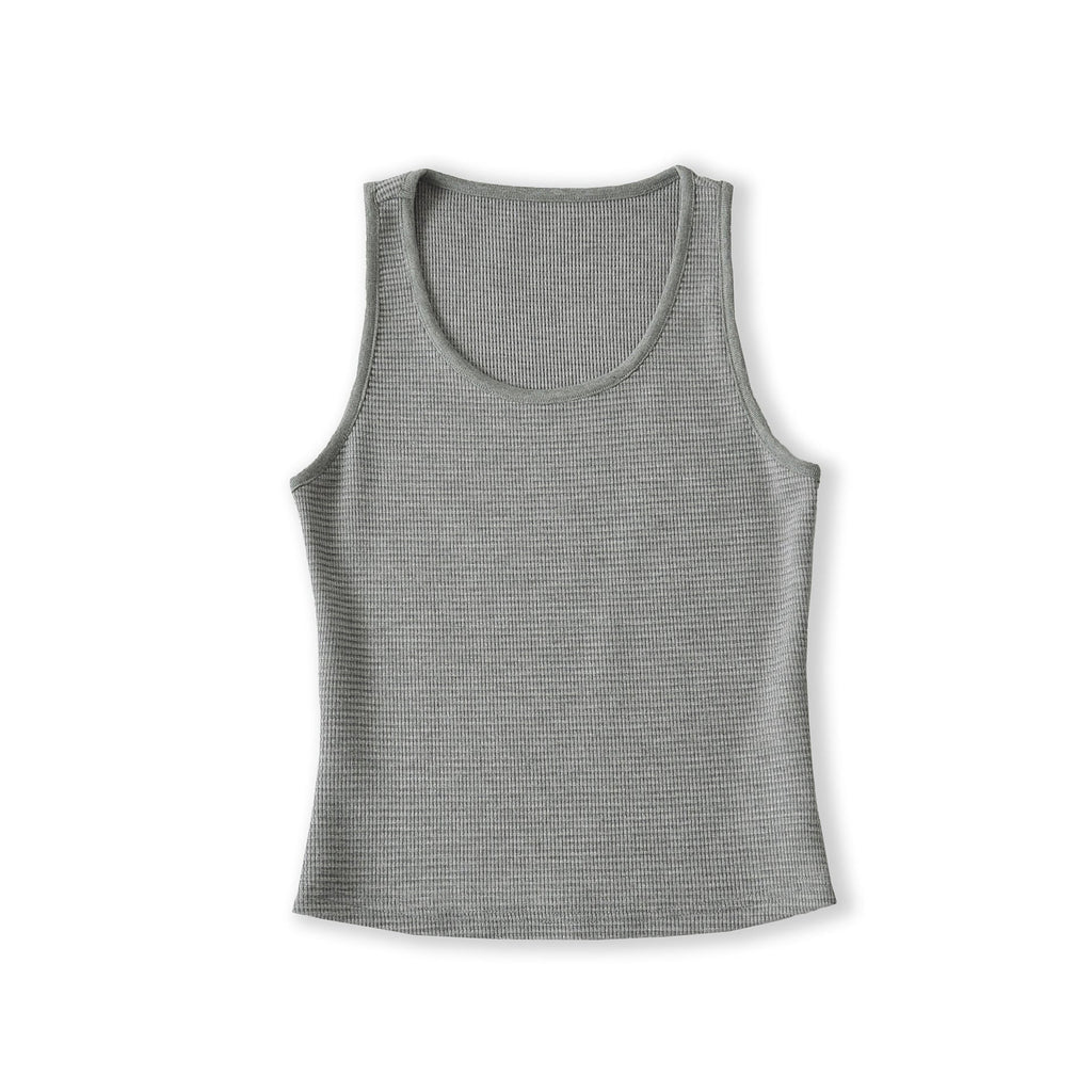 Round neck sleeveless fitness and casual waffle vest