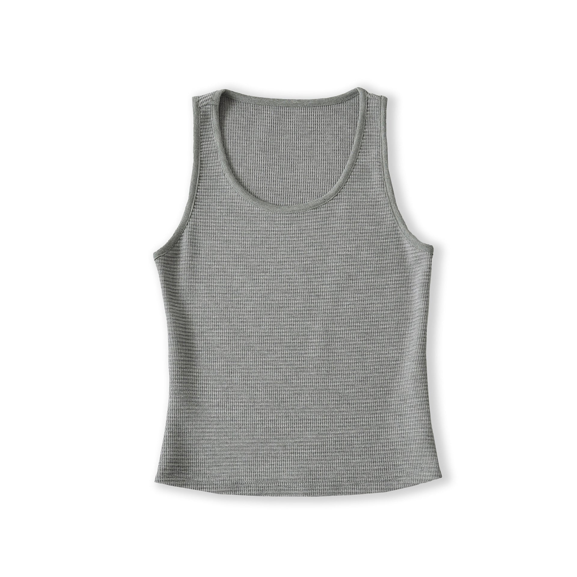 Round neck sleeveless fitness and casual waffle vest