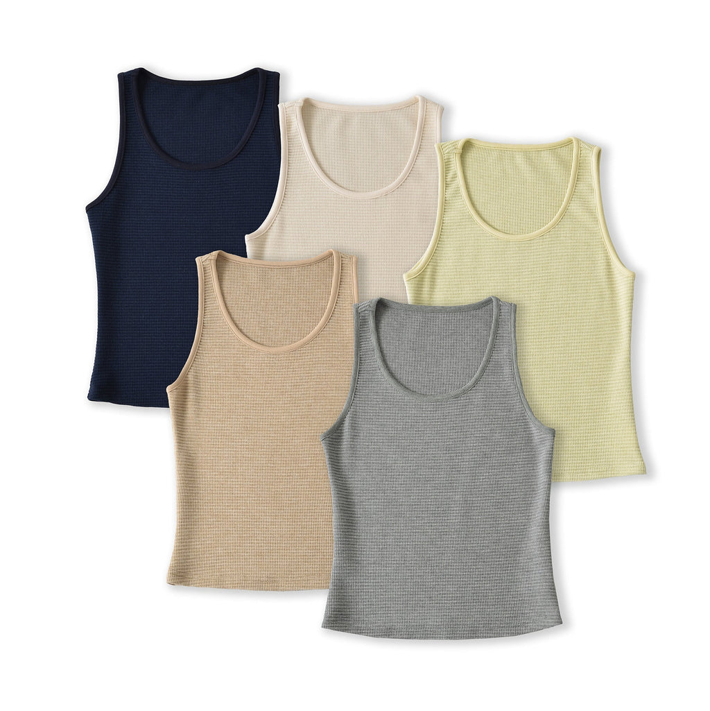 Round neck sleeveless fitness and casual waffle vest