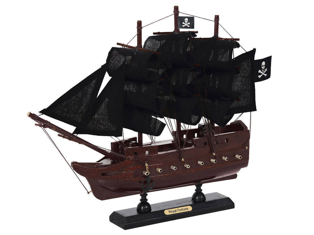 Wooden Black Bart's Royal Fortune Black Sails Model Pirate Ship 12""