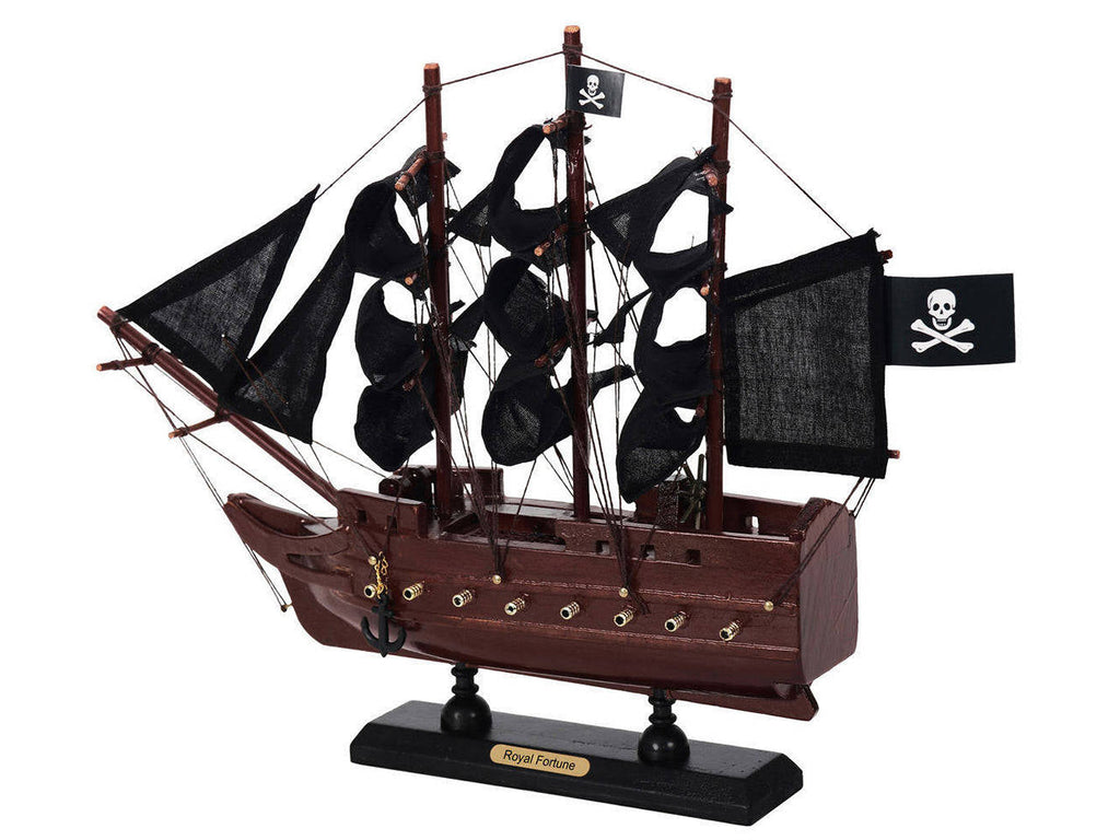 Wooden Black Bart's Royal Fortune Black Sails Model Pirate Ship 12""