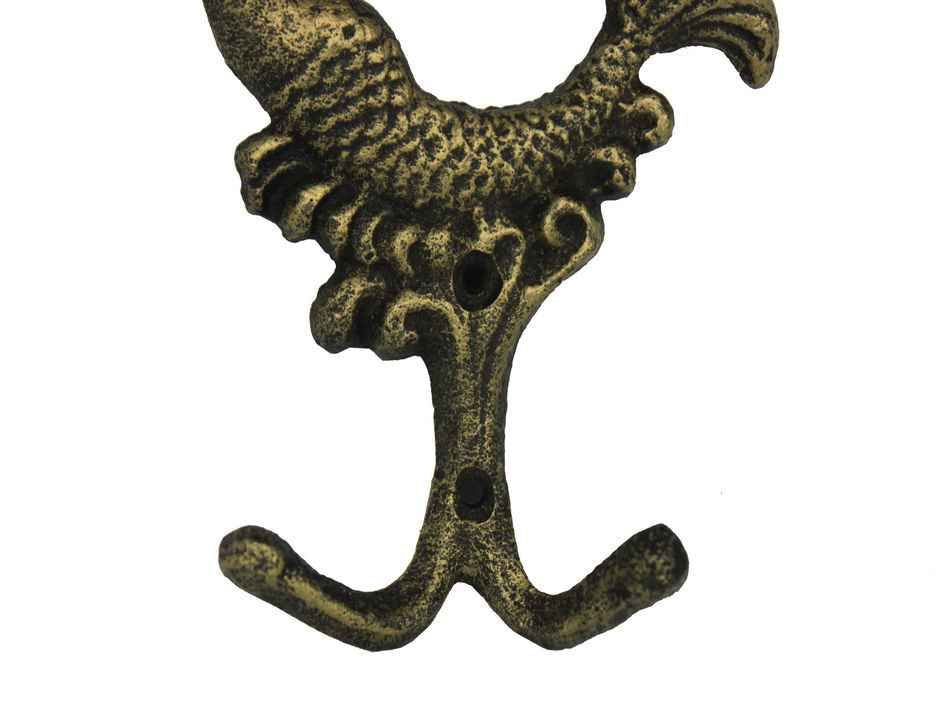 Antique Gold Cast Iron Mermaid Key Hook 6""