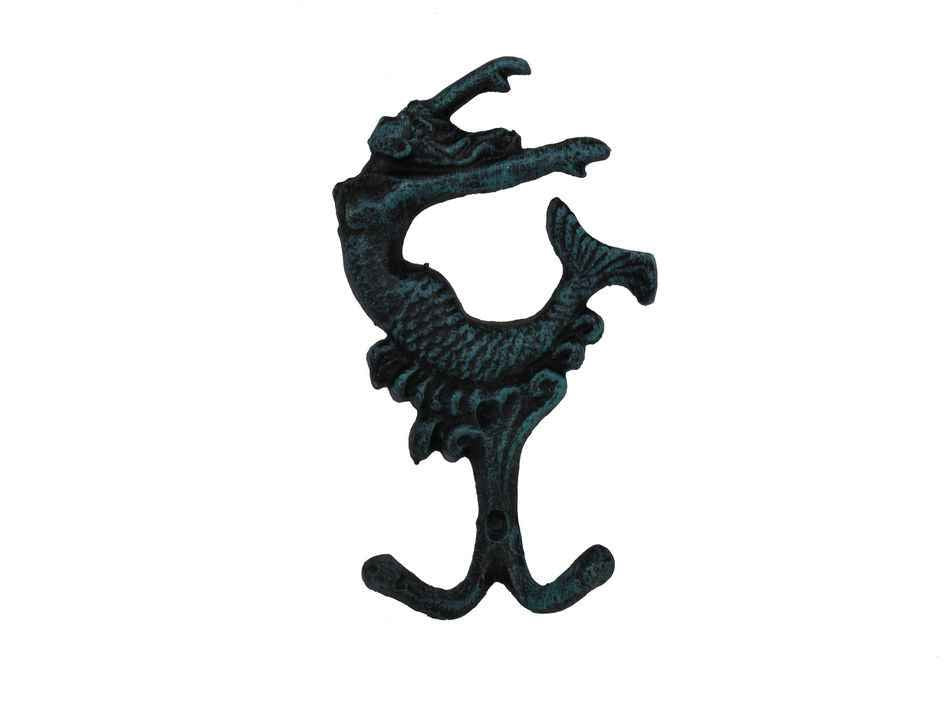Seaworn Blue Cast Iron Mermaid Key Hook 6"