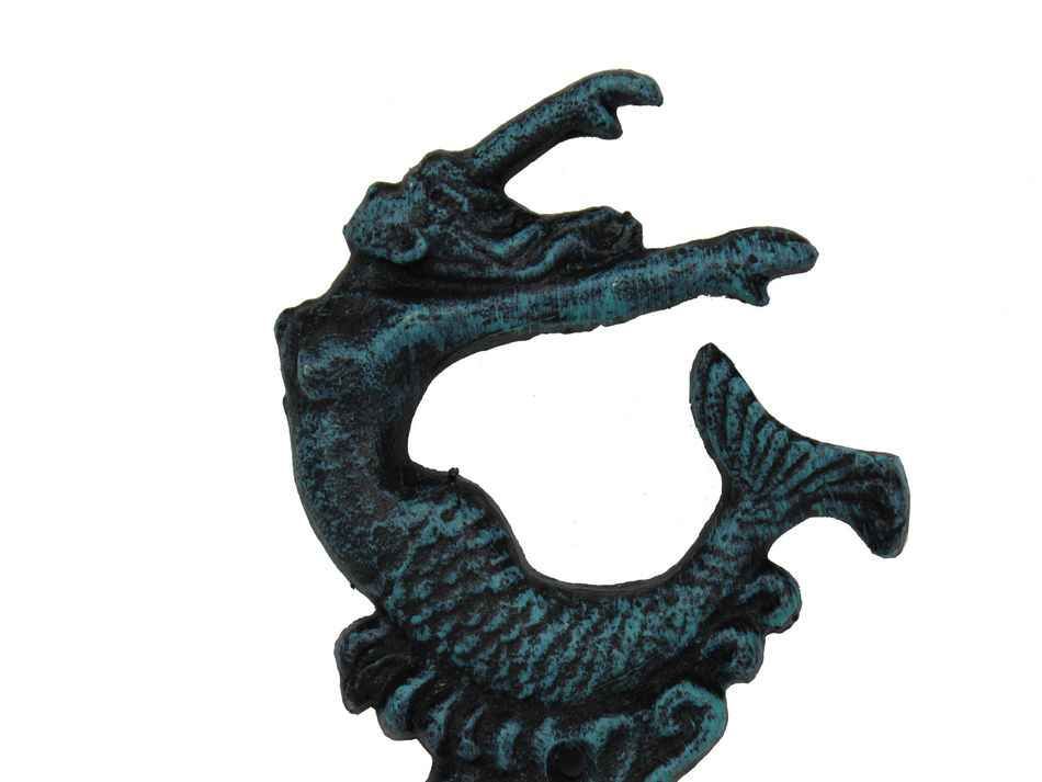 Seaworn Blue Cast Iron Mermaid Key Hook 6"