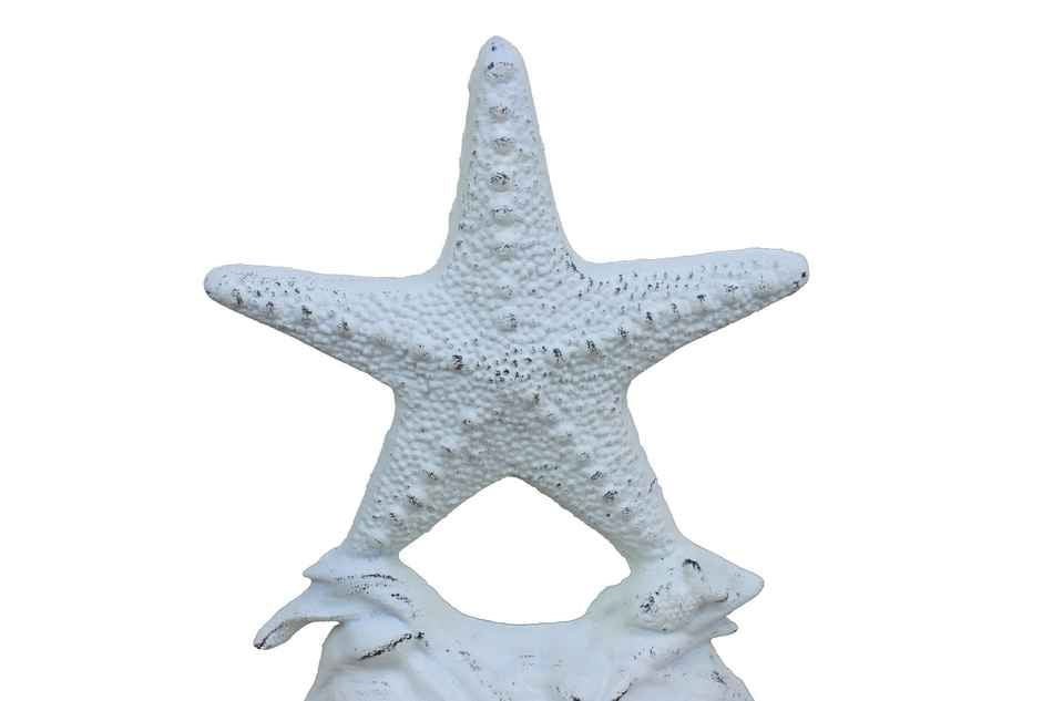 Whitewashed Cast Iron Starfish Door Stopper 11""