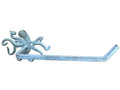 Rustic Light Blue Cast Iron Octopus Toilet Paper Holder 11""