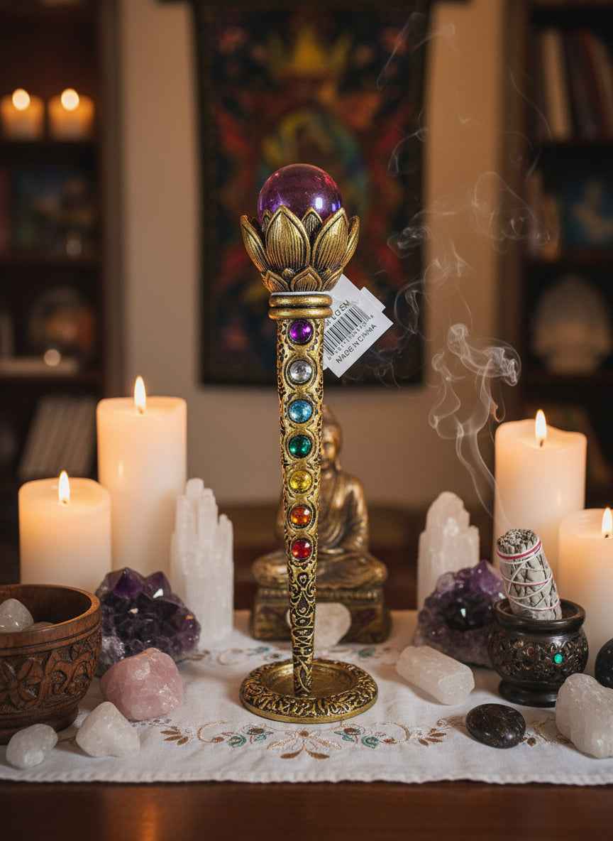 Magic Wand With Ball & Chakra Stones for Energy Healing