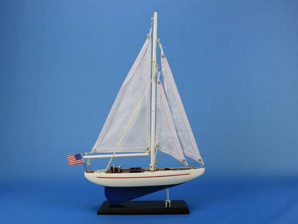 Wooden Enterprise Model Sailboat Decoration 16""