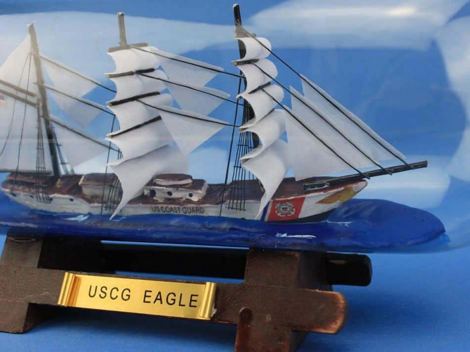 United States Coast Guard USCG Eagle Model Ship In A Glass Bottle 9""