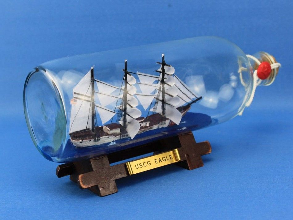 United States Coast Guard USCG Eagle Model Ship In A Glass Bottle 9""