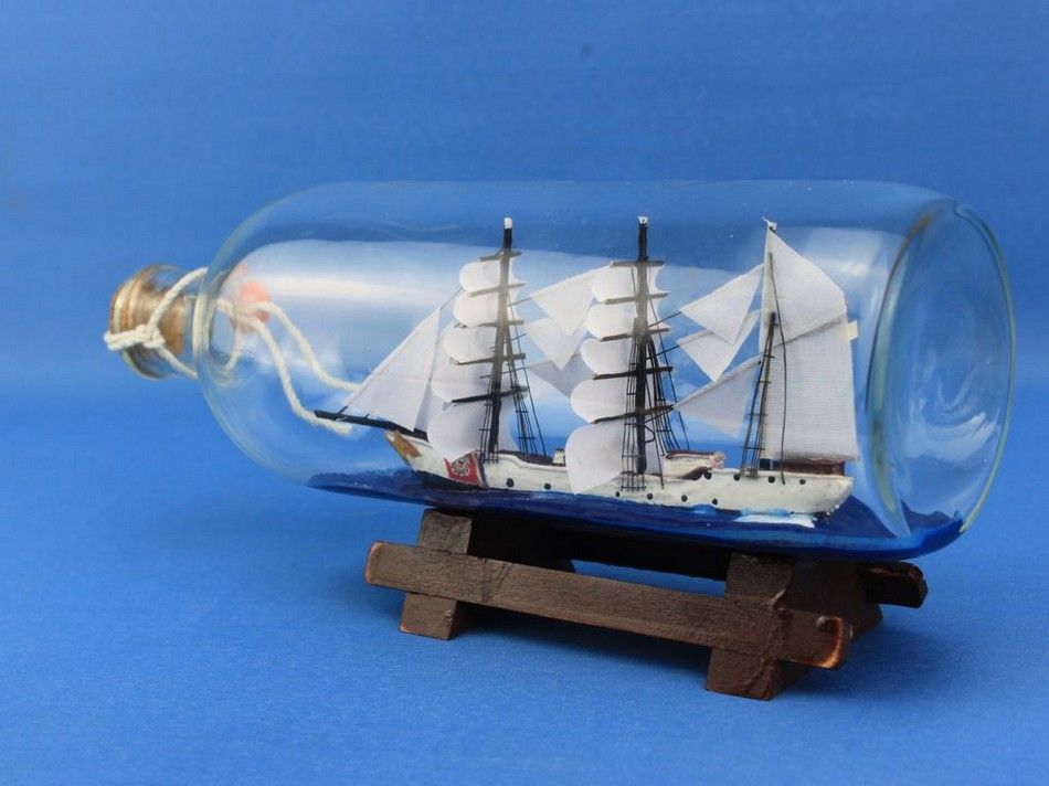 United States Coast Guard USCG Eagle Model Ship In A Glass Bottle 9""