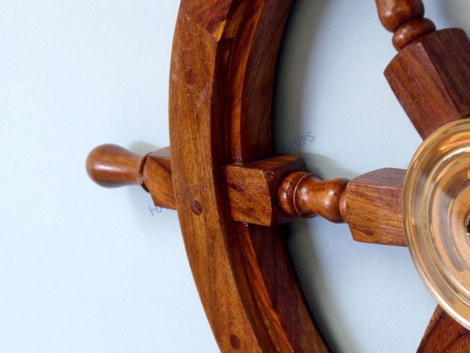 Deluxe Class Wood and Brass Decorative Ship Wheel 24""