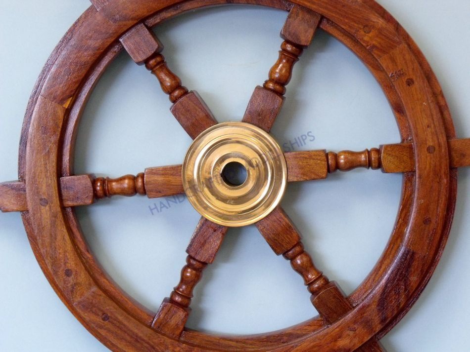 Deluxe Class Wood and Brass Decorative Ship Wheel 24""