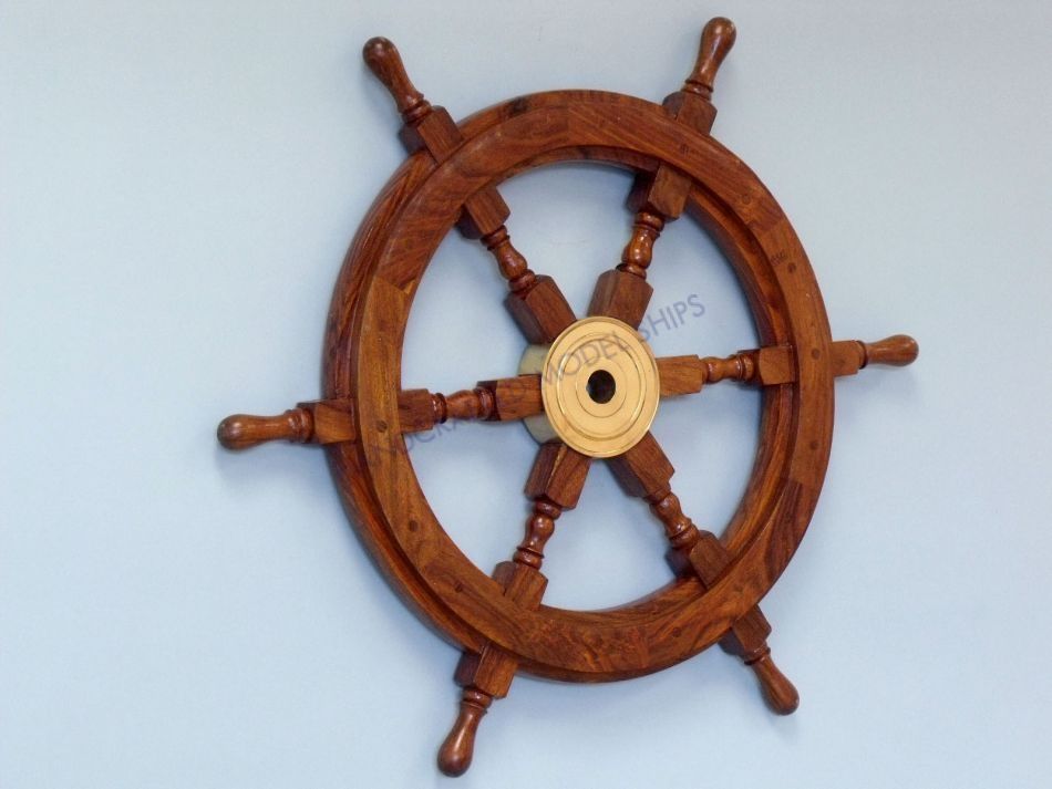 Deluxe Class Wood and Brass Decorative Ship Wheel 24""