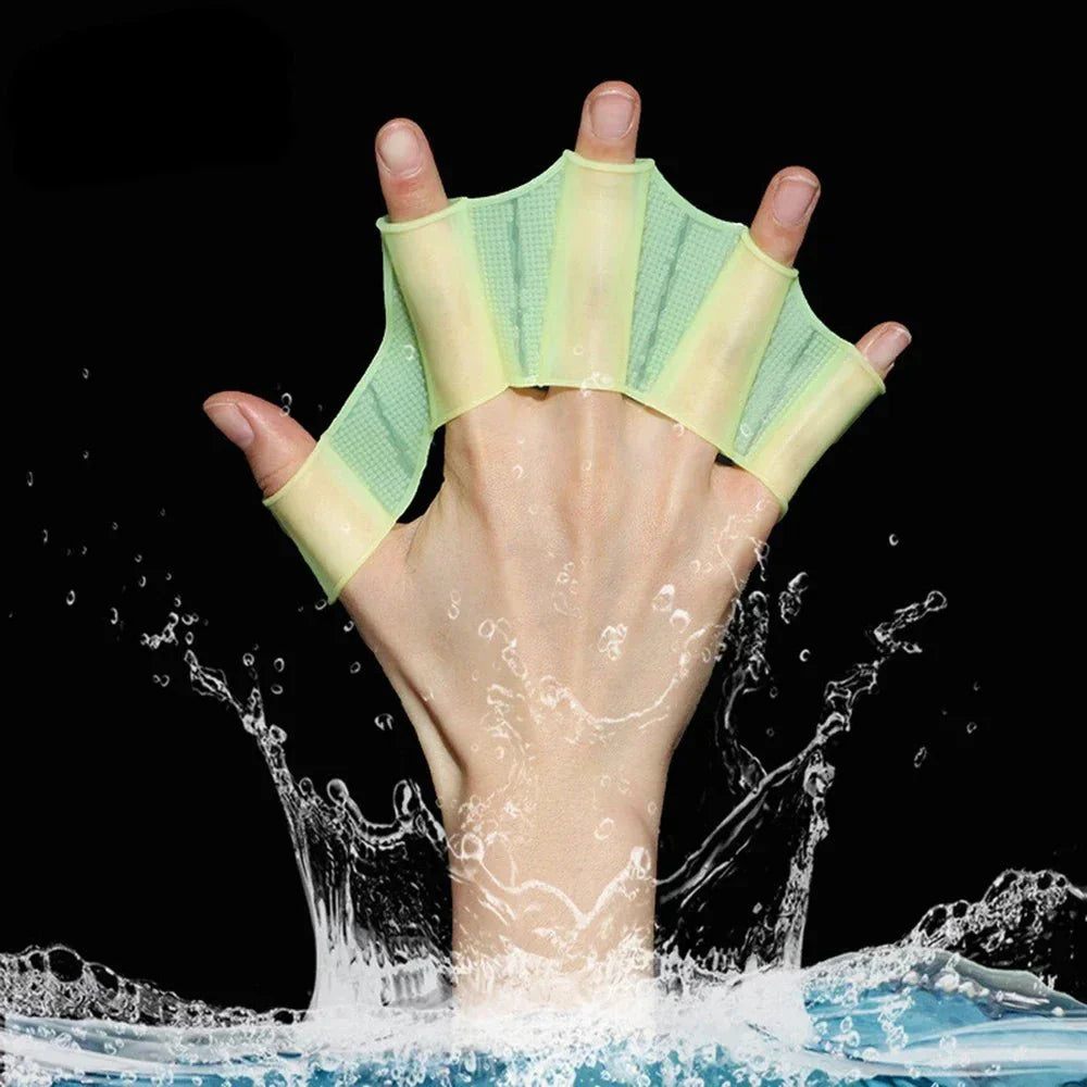 Silicone Swimming Hand Paddle Fins – Unisex Training Gloves for Pool