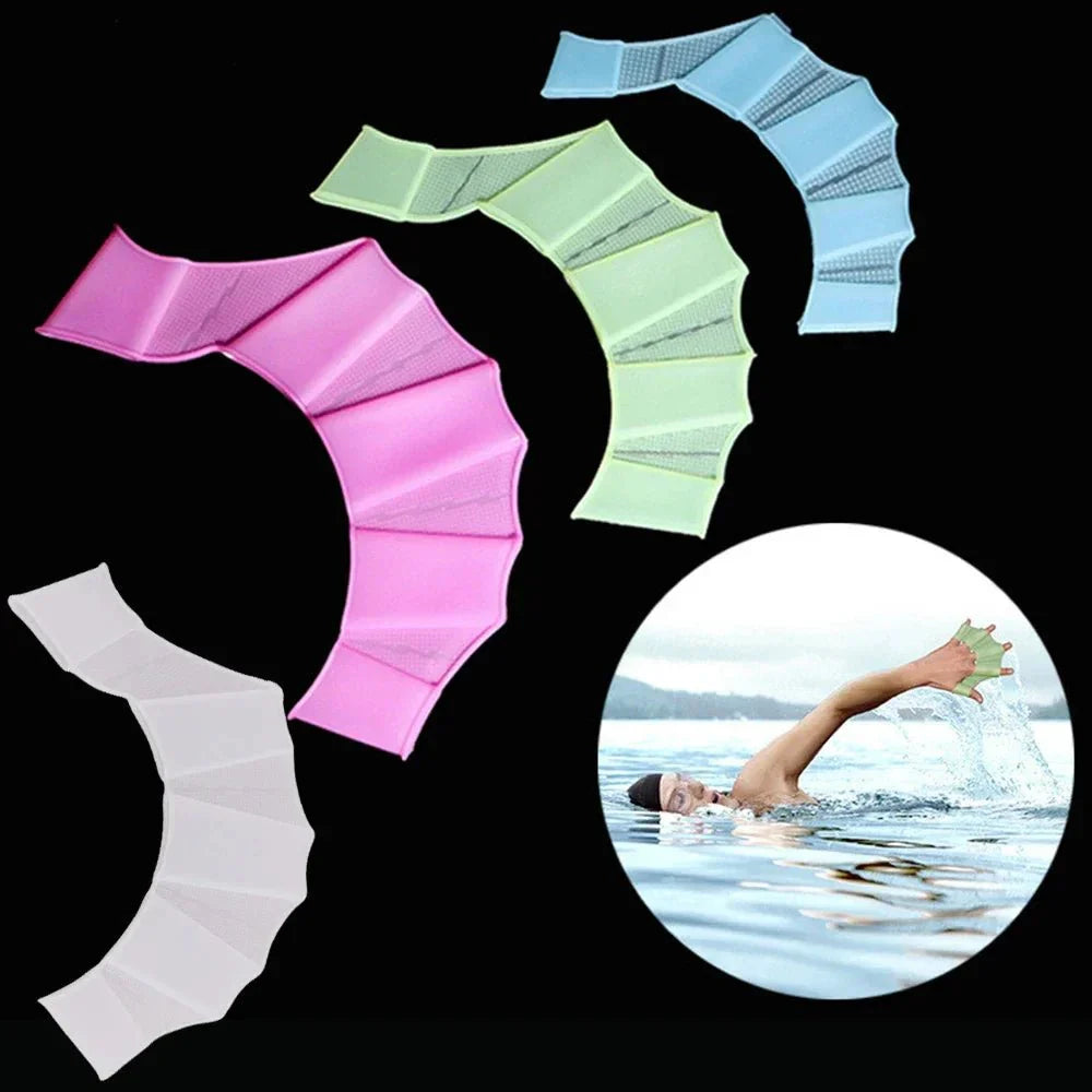 Silicone Swimming Hand Paddle Fins – Unisex Training Gloves for Pool