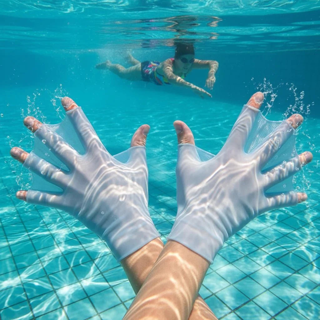 Silicone Swimming Hand Paddle Fins – Unisex Training Gloves for Pool