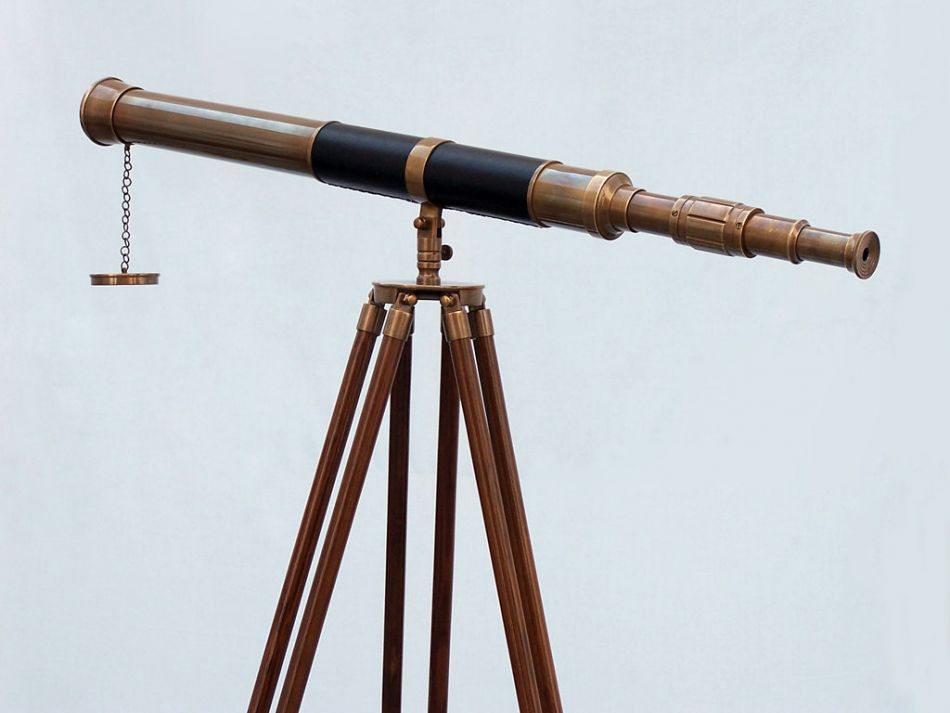 Admiral Floor Standing Antique Brass Telescope 60""