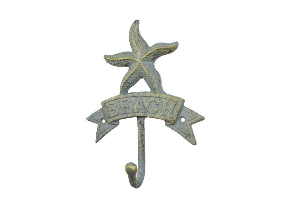 Antique Seaworn Bronze Cast Iron Starfish Beach Hook 8""