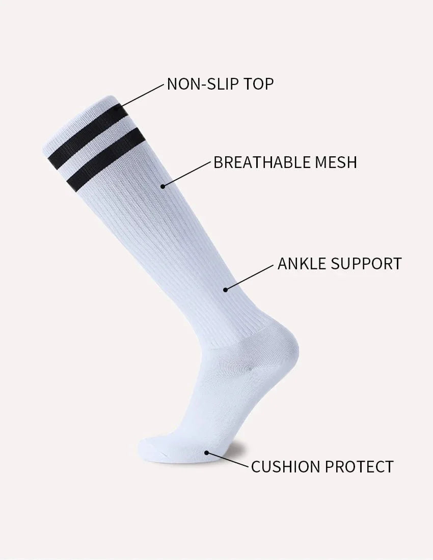 Striped Athletic Over the Calf Sports Socks for All Ages