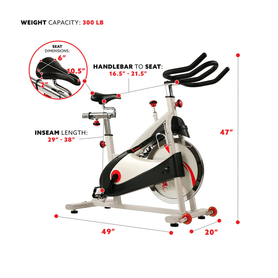 Premium Cycling Exercise Bike Indoor Fitness Belt Drive Clipless Pedal by Sunny Health & Fitness