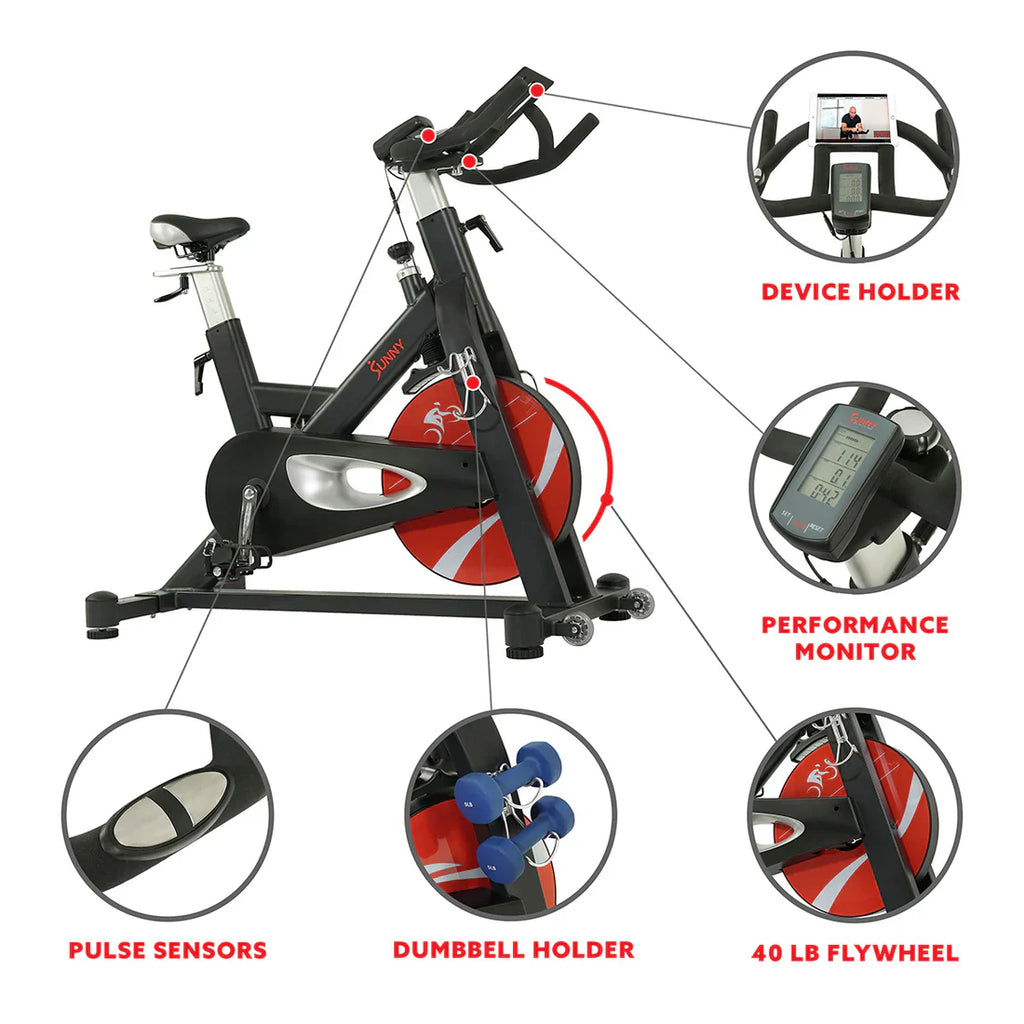 Evolution Pro Magnetic Belt Drive Heavy Duty Indoor Cycling Bike by Sunny Health & Fitness
