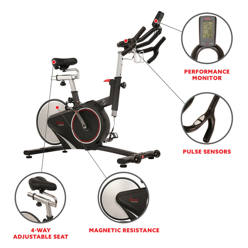 Magnetic Rear Belt Drive Stationary Bike by Sunny Health & Fitness