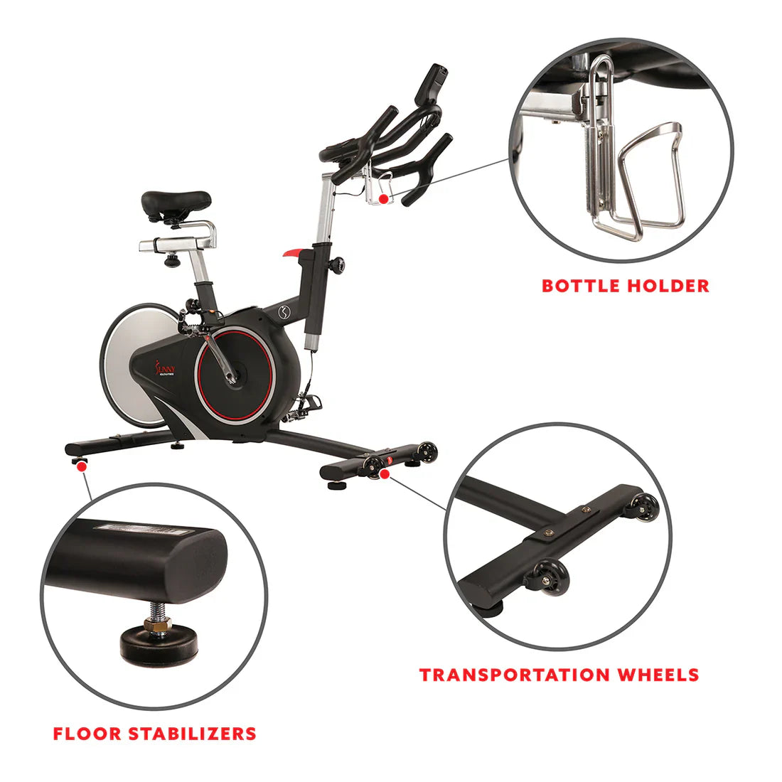 Magnetic Rear Belt Drive Stationary Bike by Sunny Health & Fitness