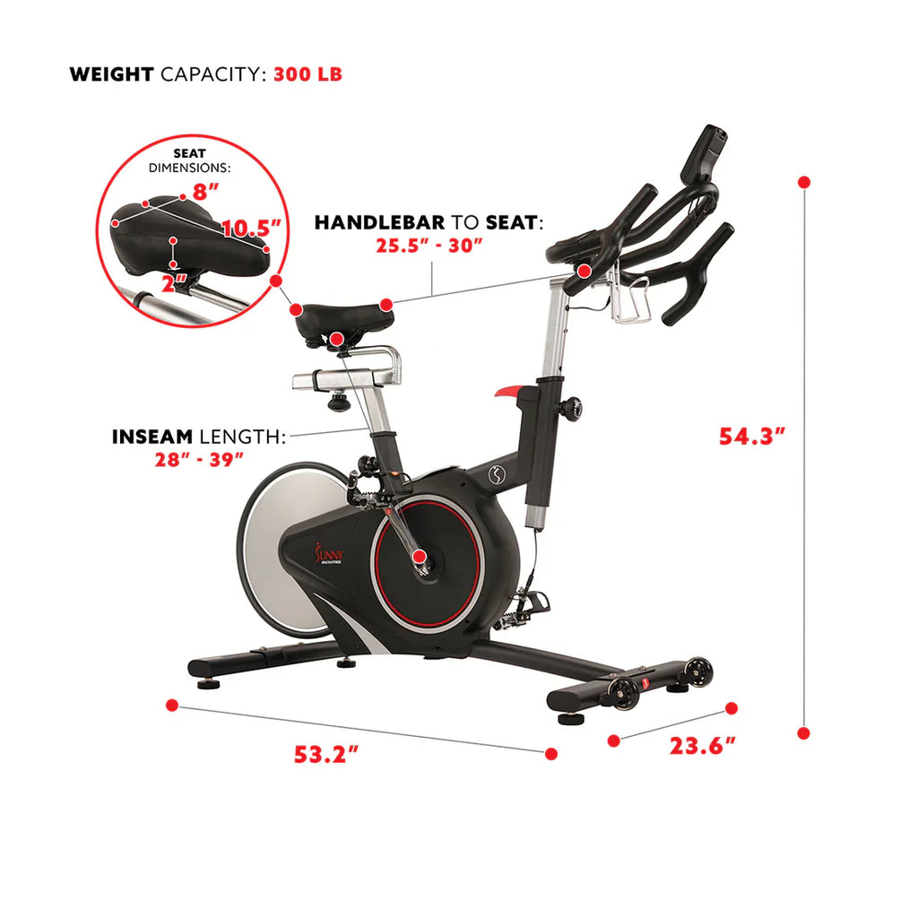 Magnetic Rear Belt Drive Stationary Bike by Sunny Health & Fitness
