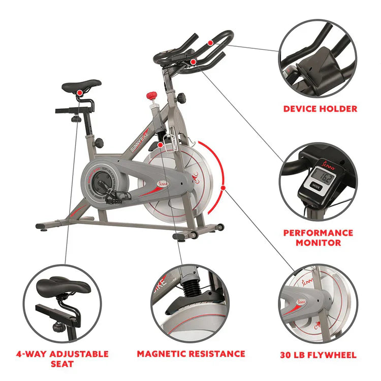 Synergy Exercise Bike Stationary Indoor Cycling by Sunny Health & Fitness